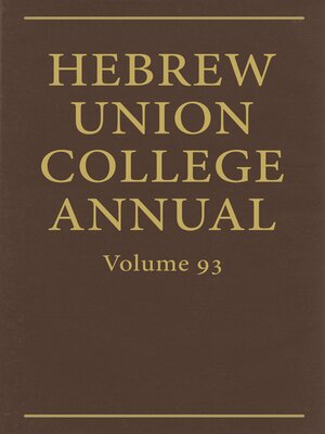 cover image of Hebrew Union College Annual Volume 93 (2022)